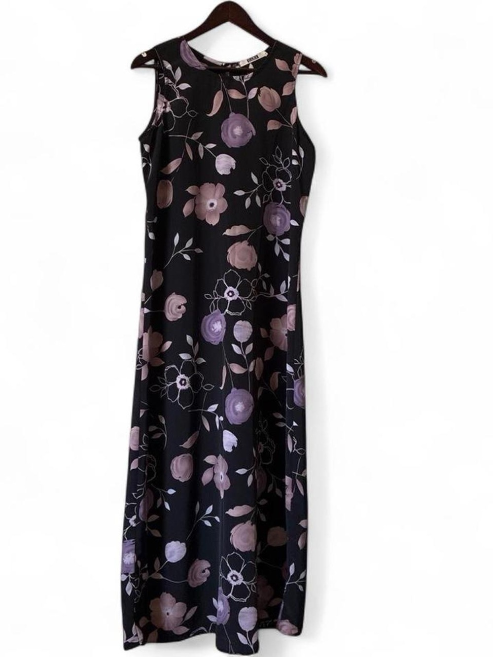 a.n.a Black Maxi Dress with Lavender and Mauve Floral Motif